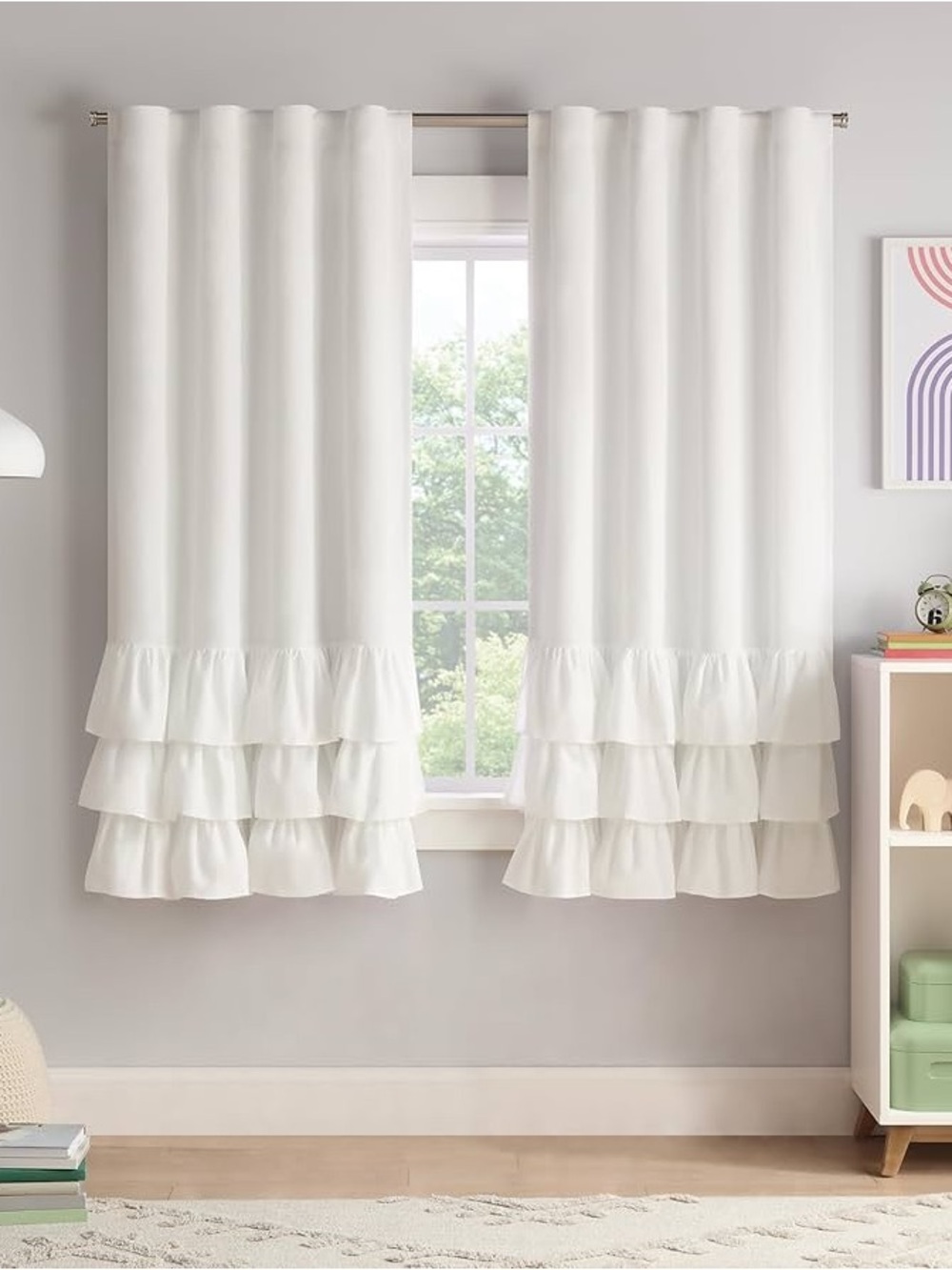 Eclipse Blackout Curtain, Tiered Ruffle Kids Curtain, 63” by 40” ONE CURTAIN